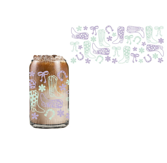 Pastel Western Can Glass Cup