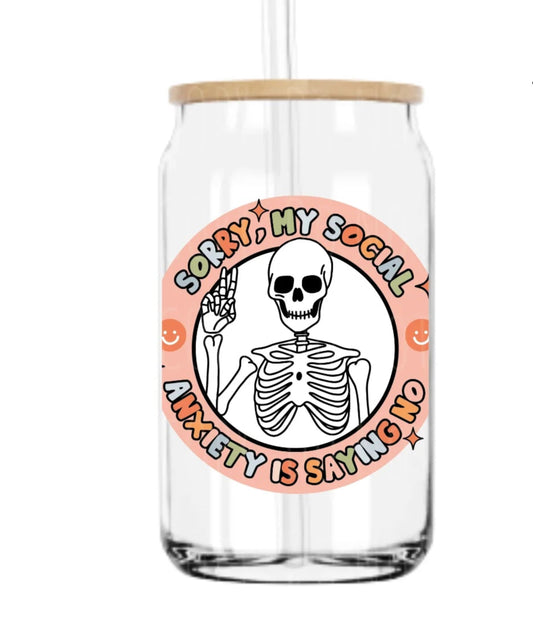 Social Anxiety Can Glass Cup