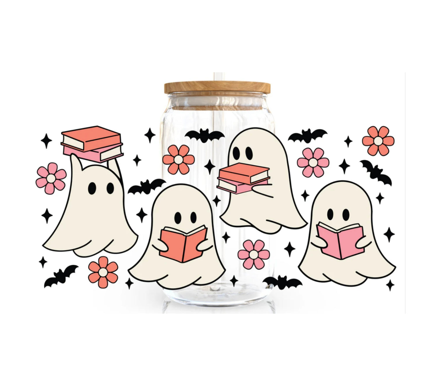 Bookish Ghosts Can Glass Cup
