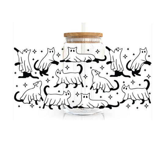 Cat Ghosts Can Glass Cup