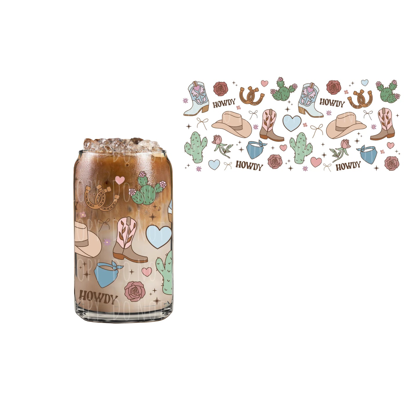 Howdy Cowboy Can Glass Cups