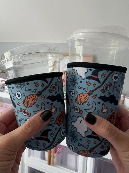 Teal Halloween Cup Coozie