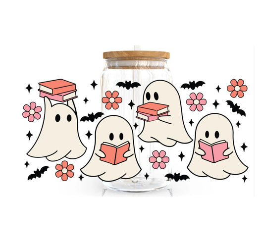 Bookish Ghosts Can Glass Cup