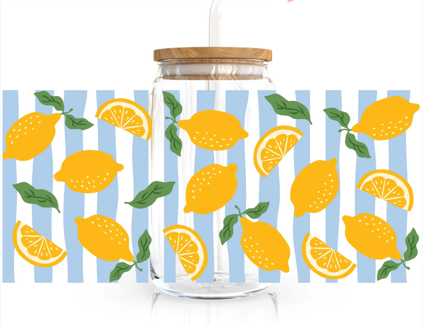 Striped Lemon Can Glass Cup