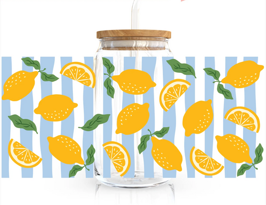 Striped Lemon Can Glass Cup